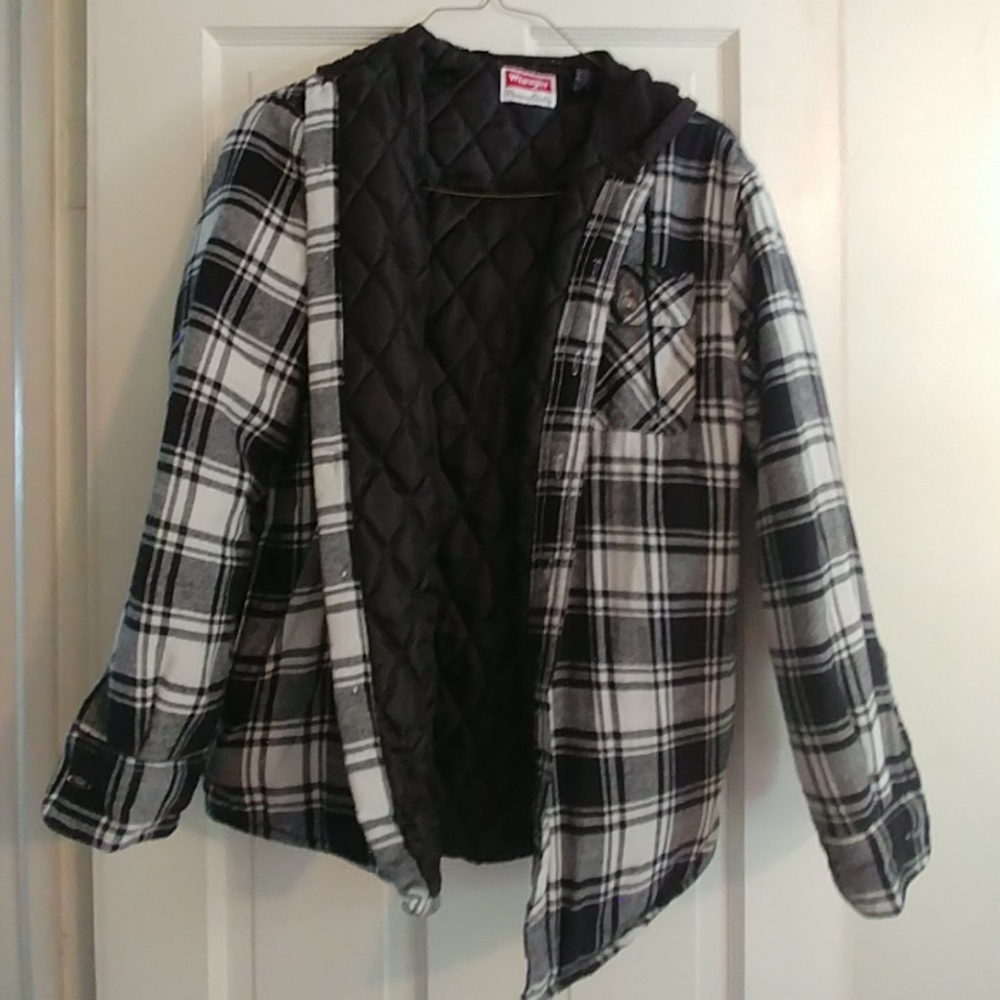 Hooded.lined button up plaid workshirt
